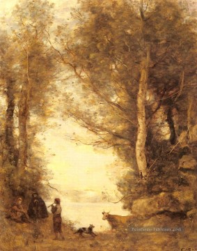 Le Joueur de flûte du lac d’Albano plein air romantisme Jean Baptiste Camille Corot Peinture à l'huile